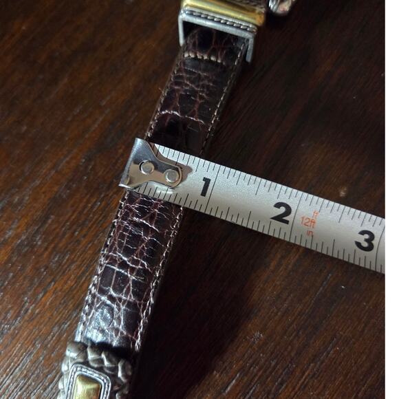 Brighton vtg textured mixed metals brown leather belt M main image 9